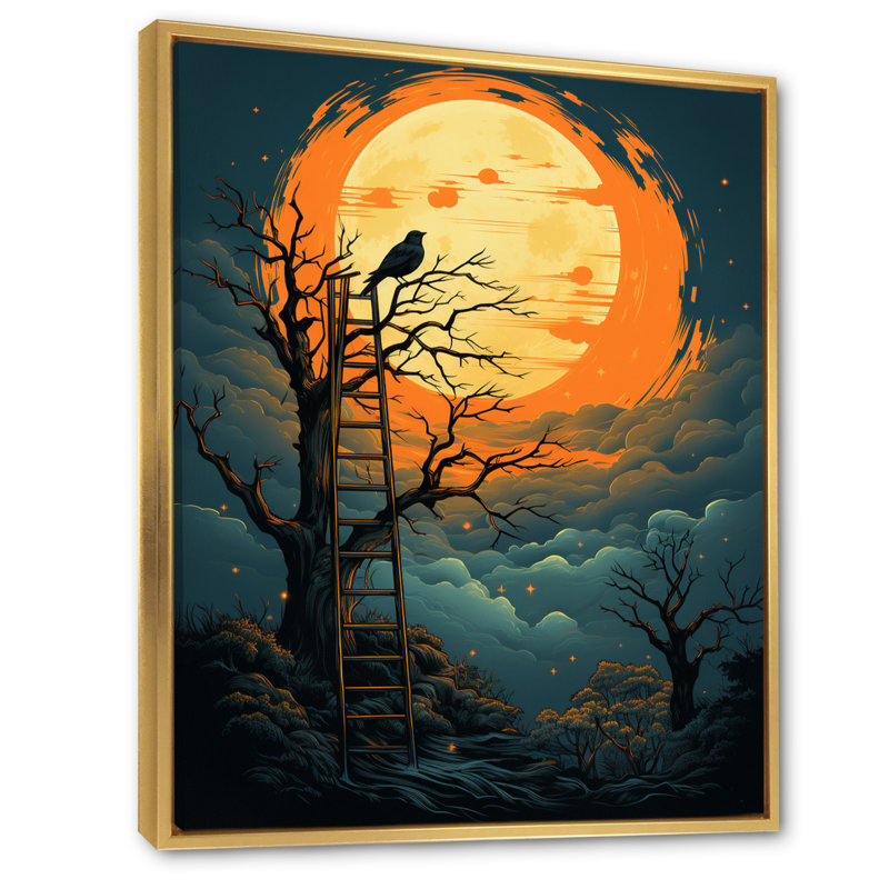 «Bird Climbing The Sky» sur toile, H 20 po x l 12 po x P 1 po, Cadre flottant doré