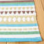 Tapis de chambre à coucher à rayures en coton fait à la main bleu clair / ivoire-350381324