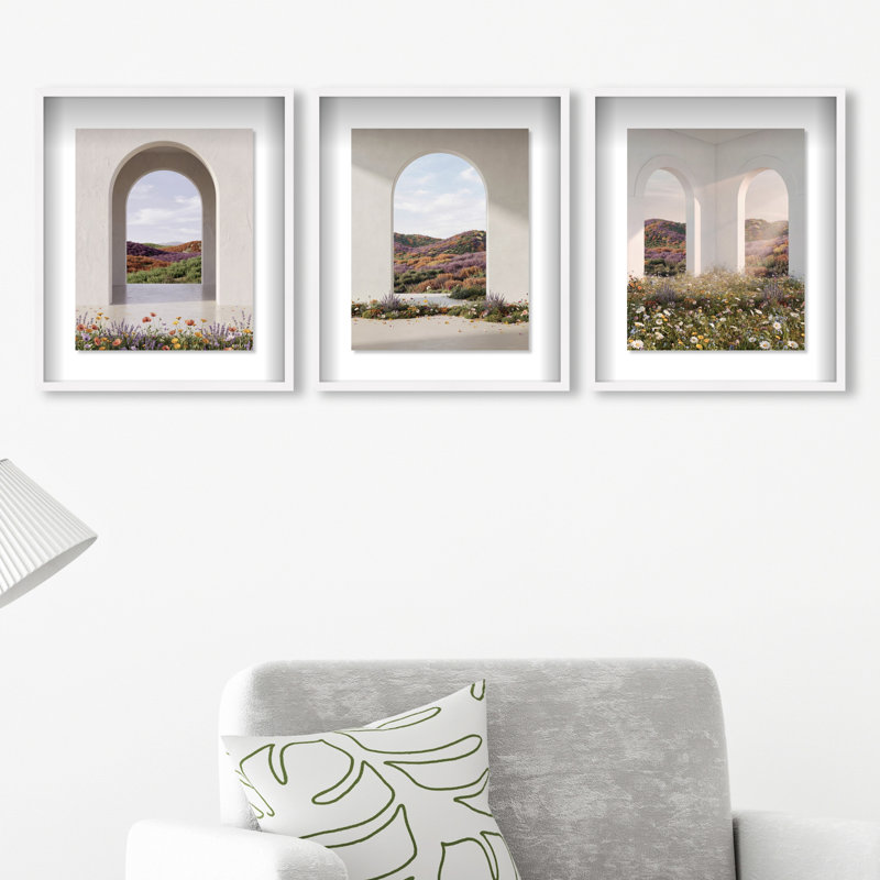 Paradise Arches Set Shadowbox Architecture Print by Oliver Gal, Black Frame, 16 x 20, 31.5"H x 37.5"W, White Shadowbox