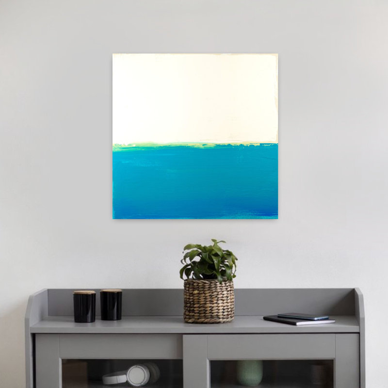 Art contemporain abstrait turquoise, H 18 po x l 18 po