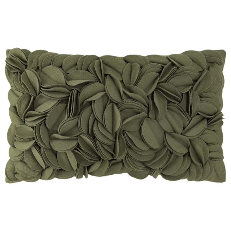 Housse de coussin brodée, Vert – laine, Rectangle H 12 po x l 20 po