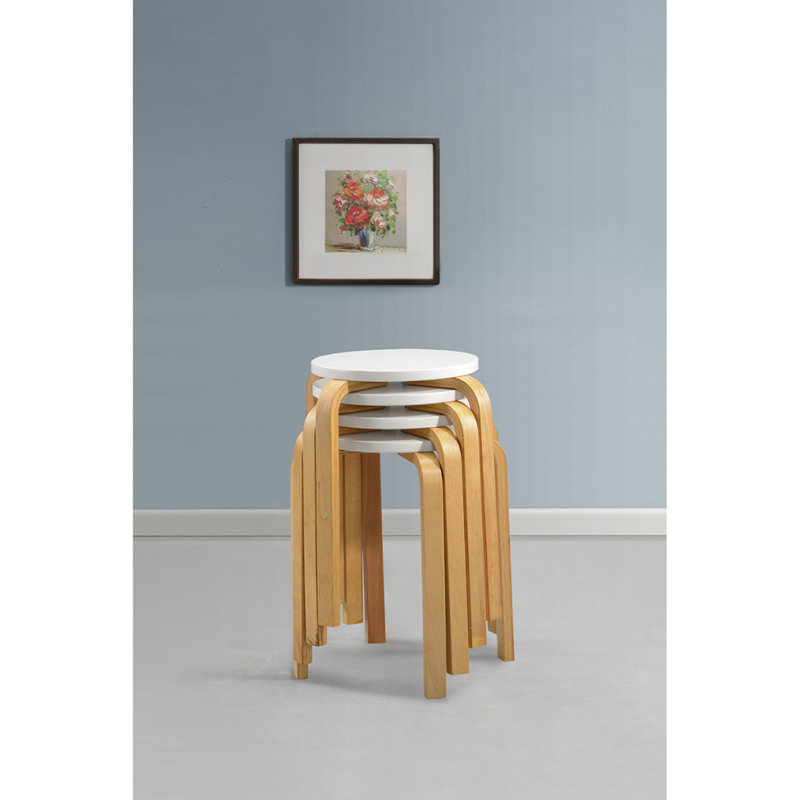 Ruben Wood Accent Stool, White