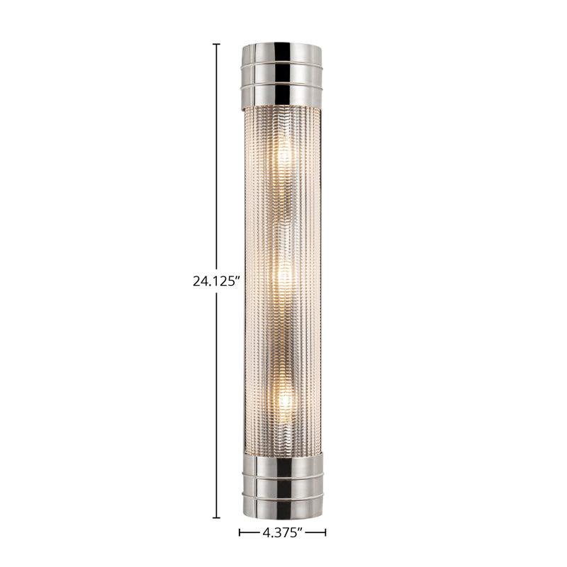 Willard Polished Nickel and Prismatic Glass Vanity Light