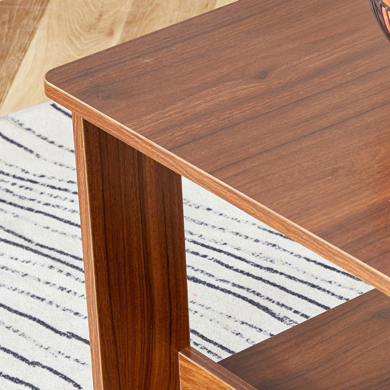 Table basse, table à thé et table basse rectangulaire moderne en bois à deux couches Modern , Noyer