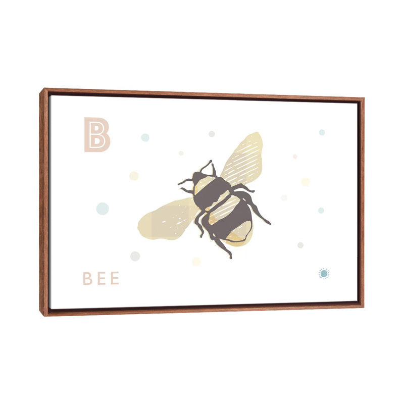 «B Is for Bee» - impression, Toile avec cadre brun, Pas de tapis, H 18 po x l 26 po x P 1,5 po