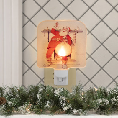 6" Norman Rockwell 'Filling The Stocking' Glass Christmas Night Light