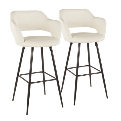 Tabouret de bar Margarite en métal noir et similicuir crème par Lumisource - ensemble de 2