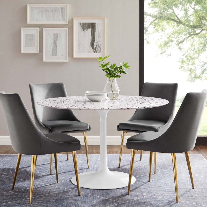 Table de salle à manger Lippa, Blanc, L 47 po x L 47 po, 28,5 po de hauteur
