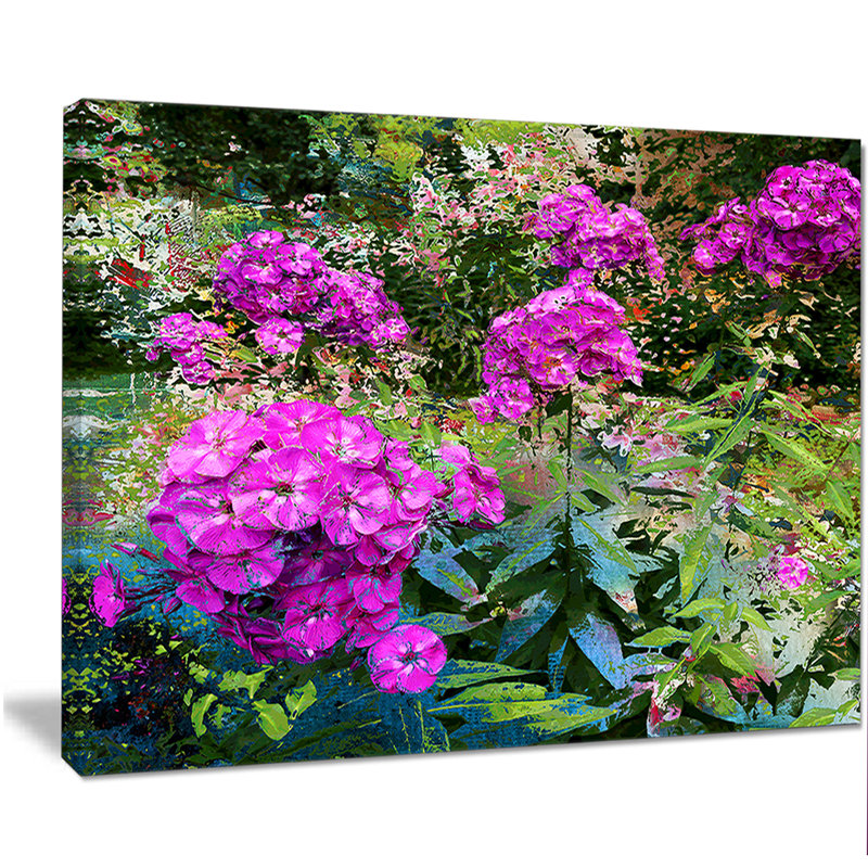 «Thème avec fleurs roses et vert», impression sur toile tendue, H 20 po x l 20 po x P 1 po