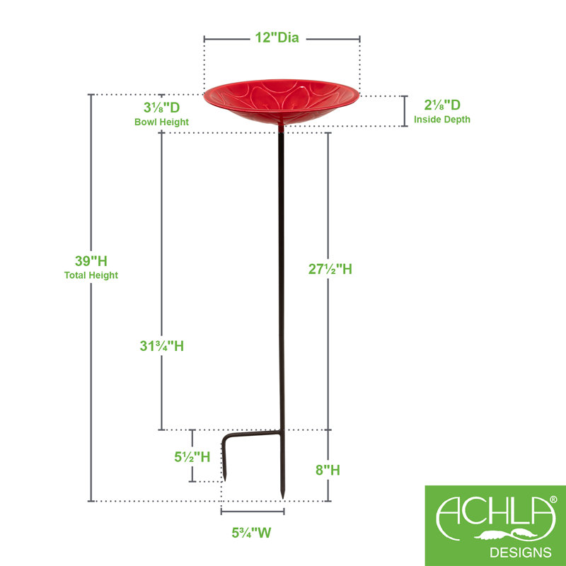 Lolly Metal Stake Birdbath, Pink
