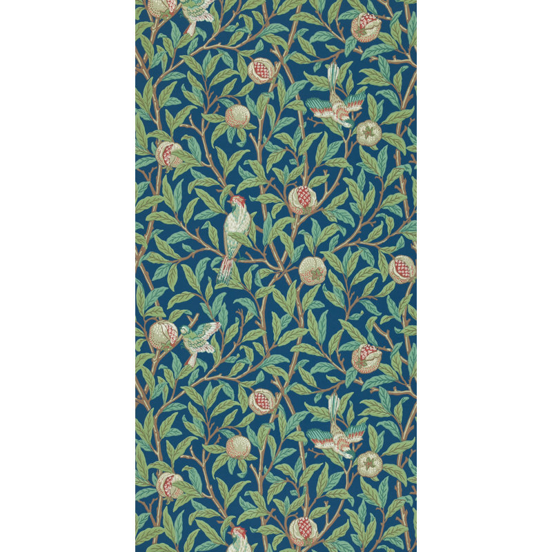 Bird & Pomegranate Wallpaper, Blue/Sage
