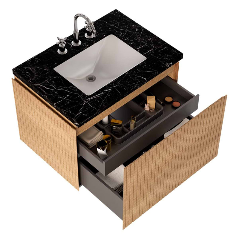 Melrose 30'' W Single Vanity, White Ash, 30", Black