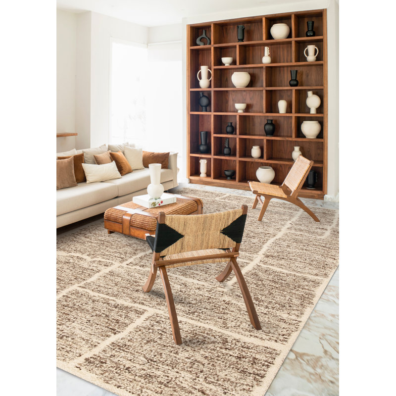 Tapis rectangulaire en laine / ivoire naturel Santa Fe Los Alamos, Rectangle de 10 pi x 14 pi