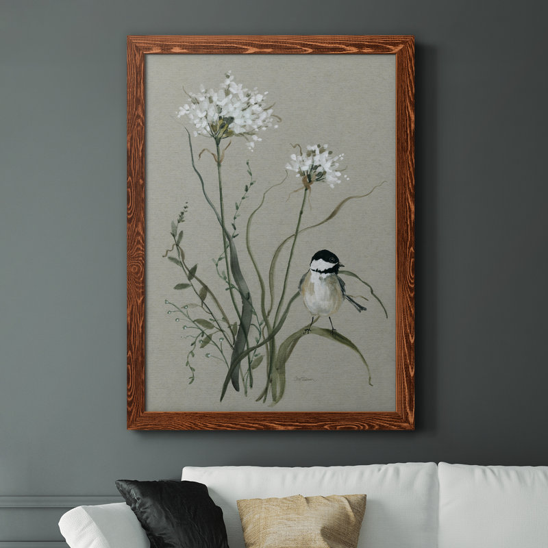 «Bouquet of Grace Bird II», reproduction d'art sur toile, H 44 po x l 31 po x P 1 po, Cadre en érable