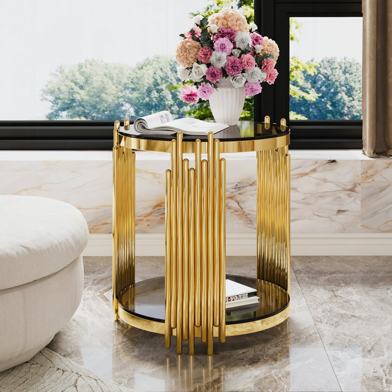 Table de bout moderne pour le salon, Noir transparent
