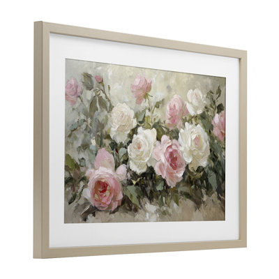 Rose Bouquets Framed Print Under Glass, design by Petal Prints Design