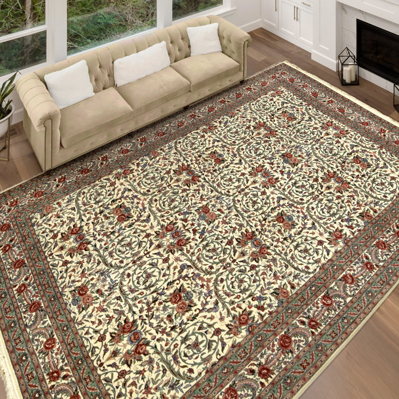 Tapis ivoire noué à la main de haute qualité