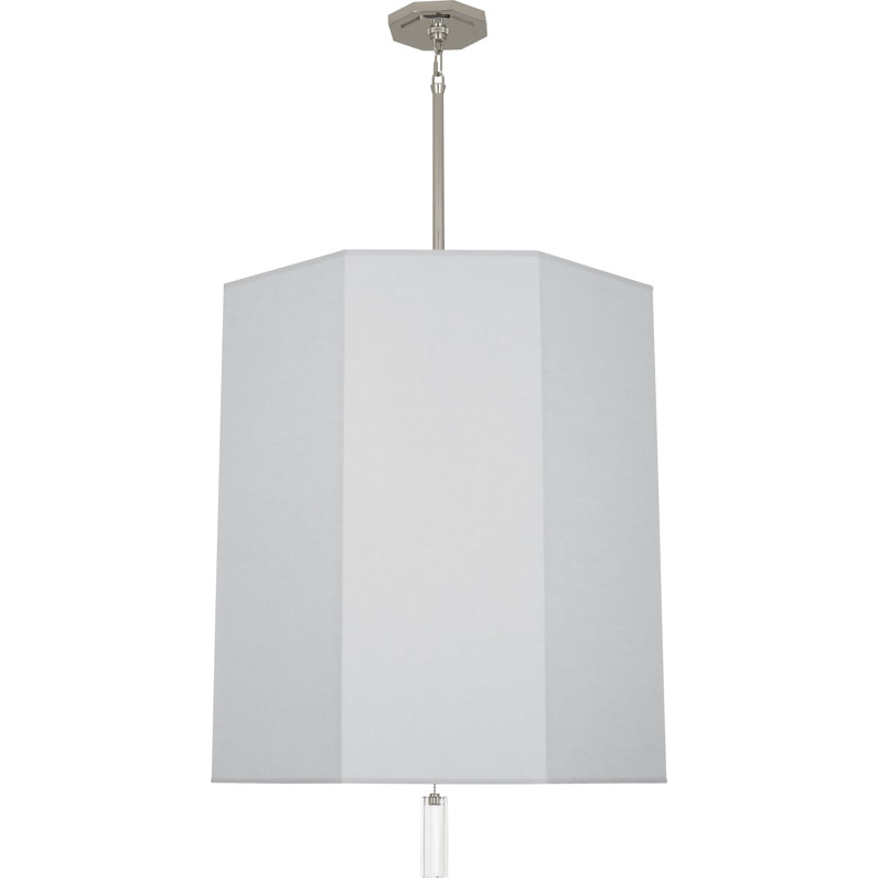 Lustre tambour unique à 6 lumières Kate, Gris perle, Nickel poli