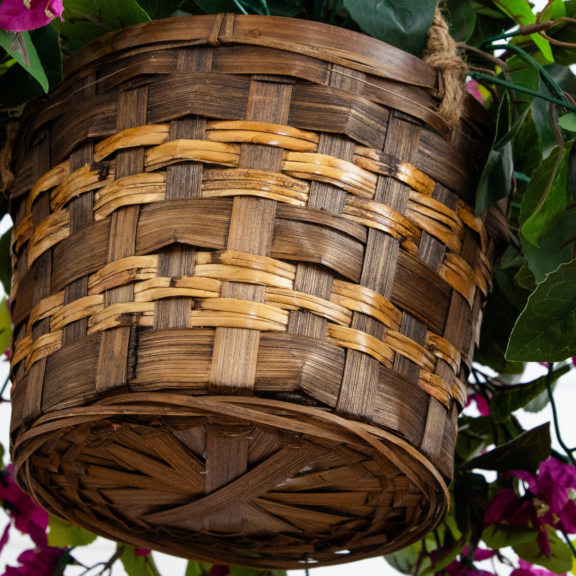28In. UV Resistant Artificial Bougainvillea In Hanging Basket (Indoor/Outdoor), Purple