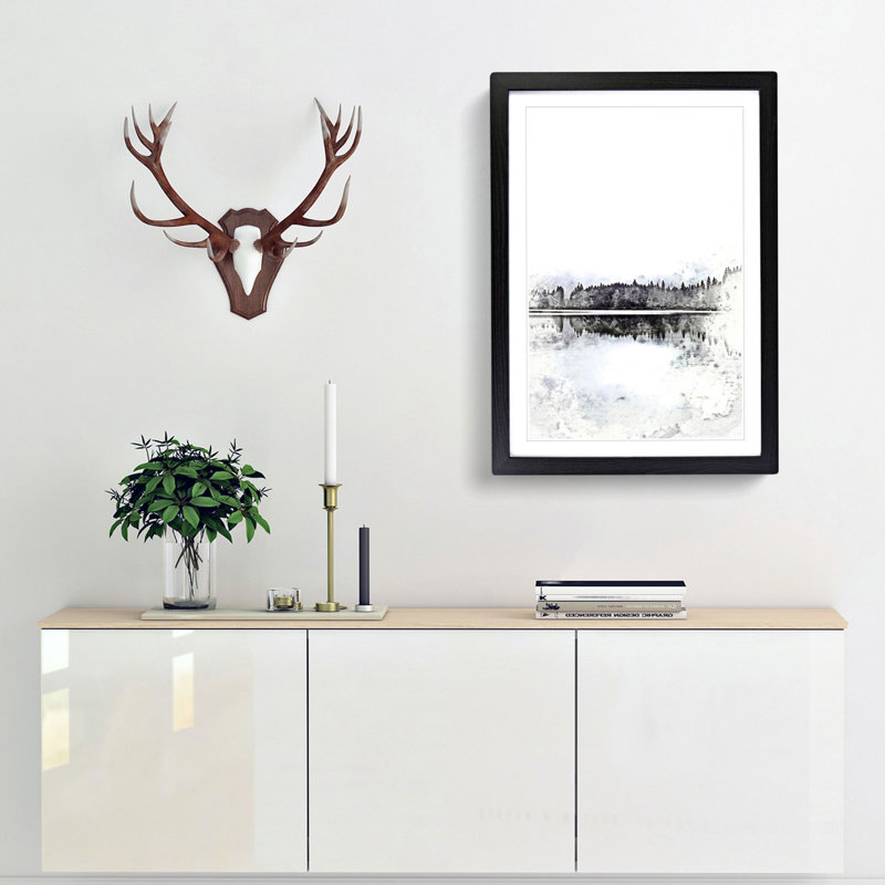 Forest Reflection in Abstract - Picture Frame Graphic Art Print, 36cm H x 27cm W x 2cm D, Black Framed