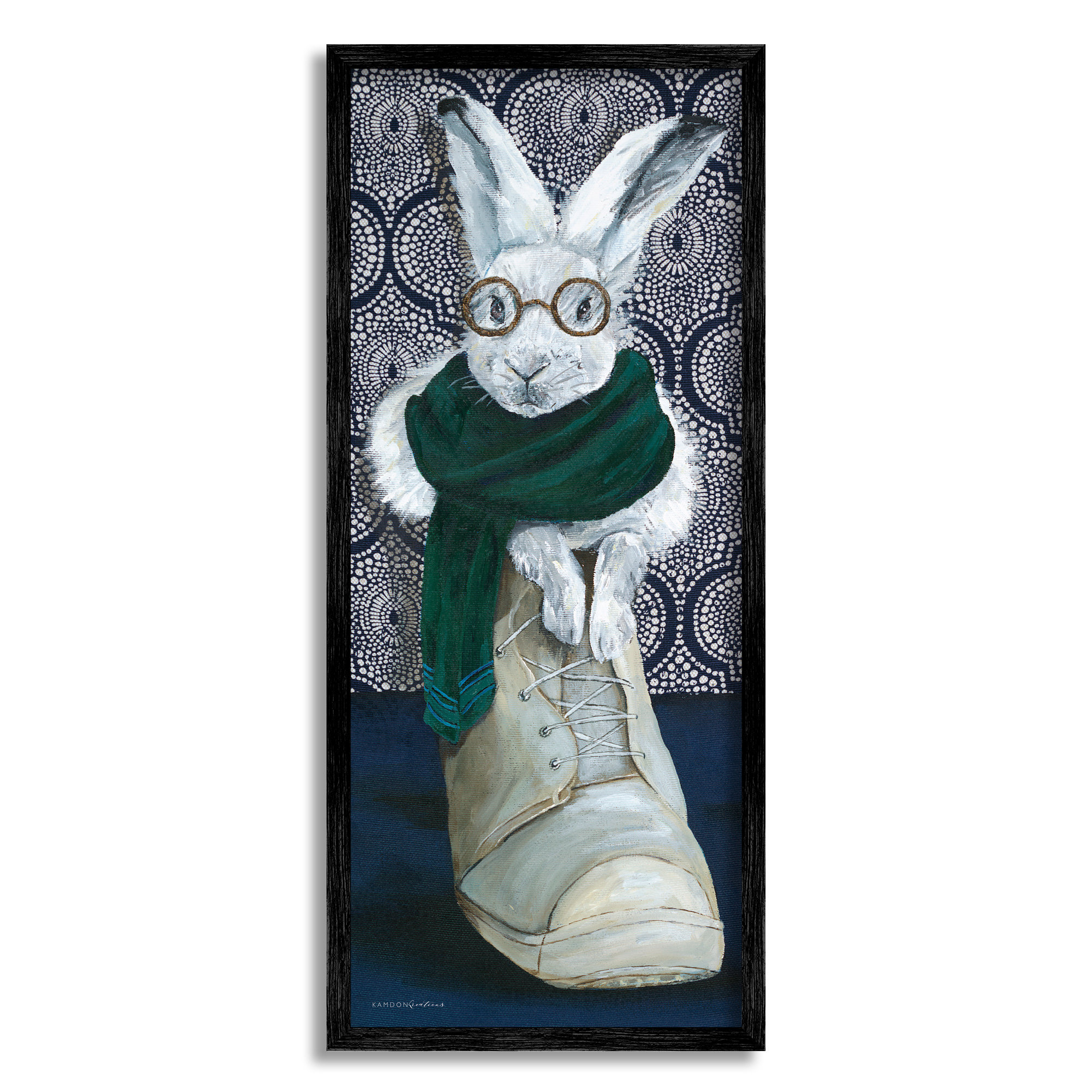 Stupell Industries Bundled White Rabbit Glasses Inside Winter Boot ...
