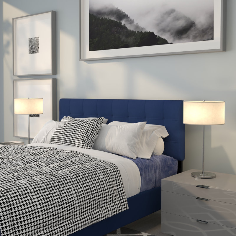 Ciriaca Quilted Tufted Upholstered Headboard, Navy, Queen