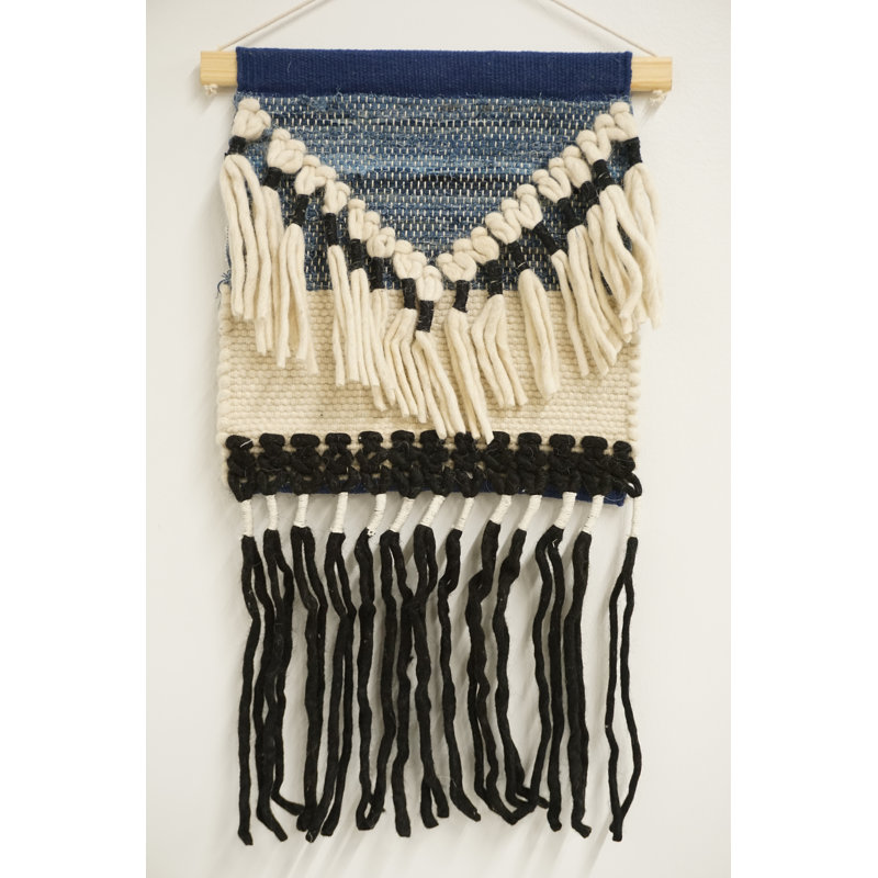 Applique murale en laine et coton macramé avec tringle incluse