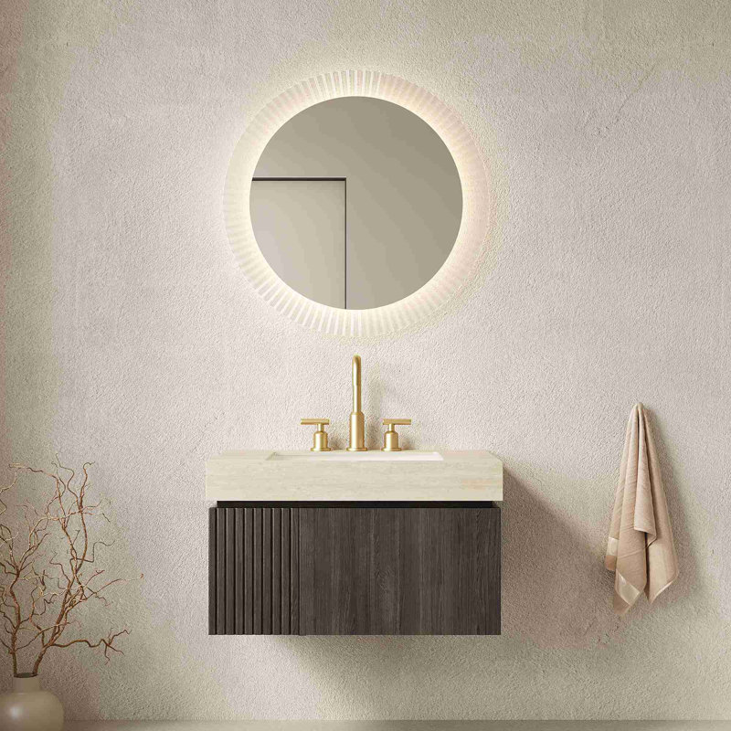 Meuble-lavabo mural, 30", Espresso, Beige