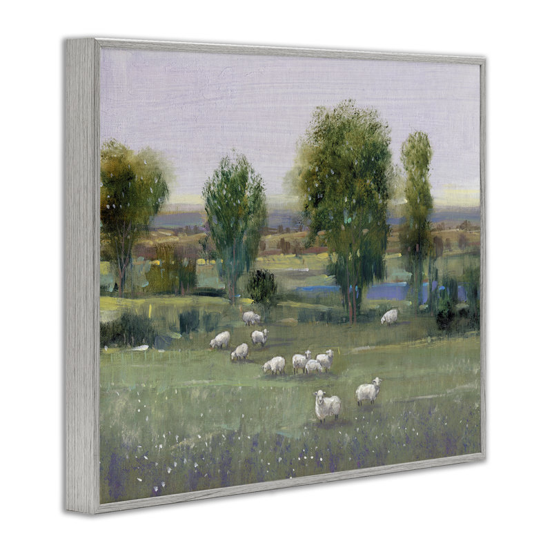 «Sheep in Pasture Overlook», art de la giclée encadrée, design par Tim Ottoole, H 24 po x l 30 po