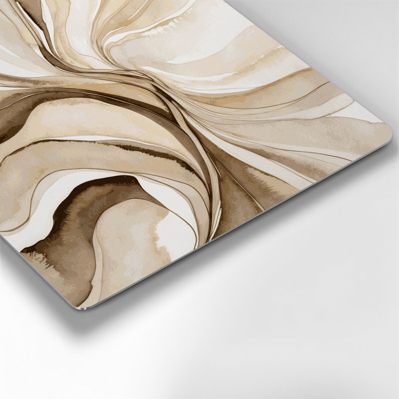 Watercolor Abstract 29 Beige Metal Wall Art, 8" H x 8" W