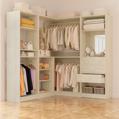 86" L x 36" W x 80" H Corner Closet System, Freestanding Closet Organizer