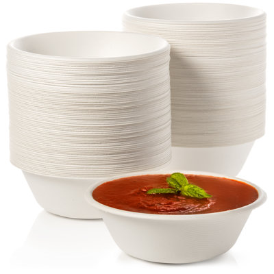 Compostable Paper Bowls 150-pack, 18 Oz - Heavy-duty Plant-based Bagasse For Hot & Cold Food, Biodegradable, Microwavable, Grease-resistant, Soups, Salads & Snacks
