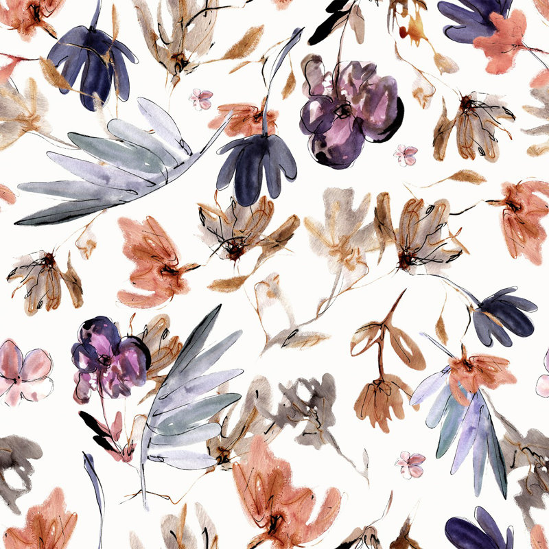 Abstract Leaves Wallpaper Floral Tile