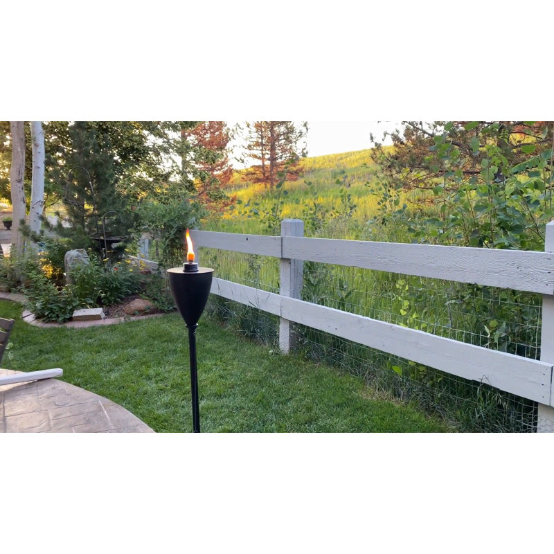 Bronze and Black Iron Outdoor Tiki Torches, Set of 2