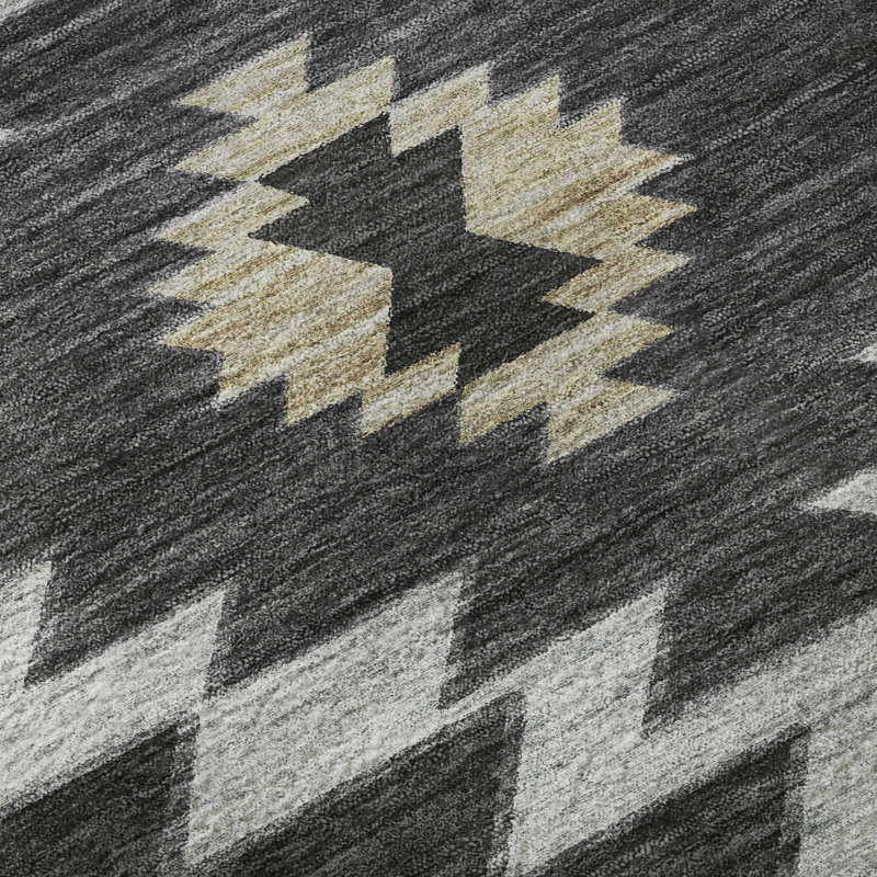 Premium Machine Washable Yamen AMF179 Spice Rug in , Midnight, Rectangle 1'8" x 2'6"