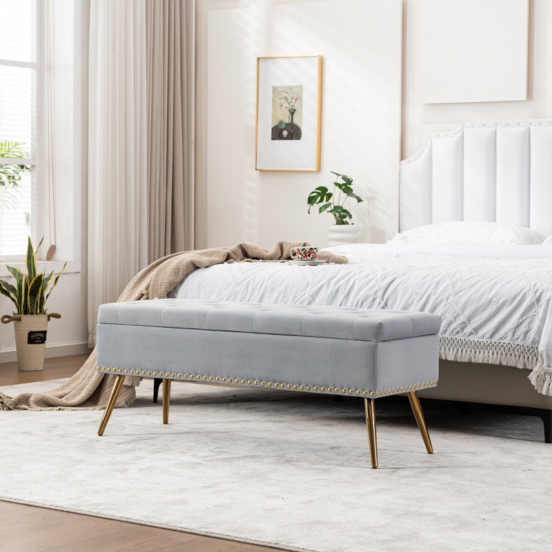 Banc de rangement, Gris, H 18 po x l 46 po x P 15,5 po