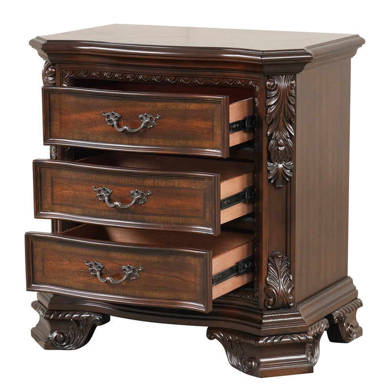 Ensemble de chambre à coucher Bharata, Grand, 5 Pcs: Bed, 2 Dressers, Mirror, Nightstand