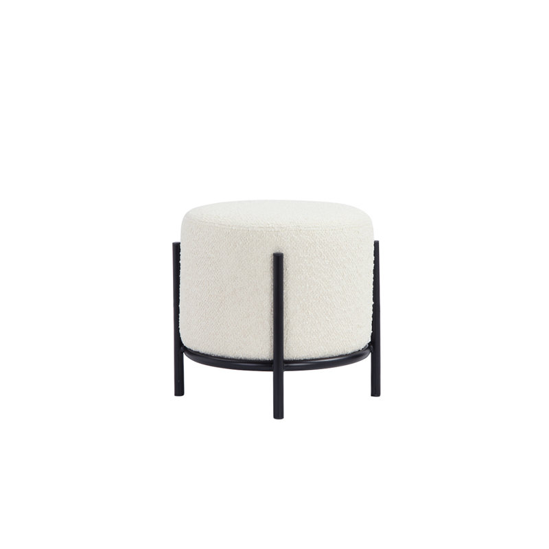 Tabouret rond Formentera jaune bouclé, Blanc