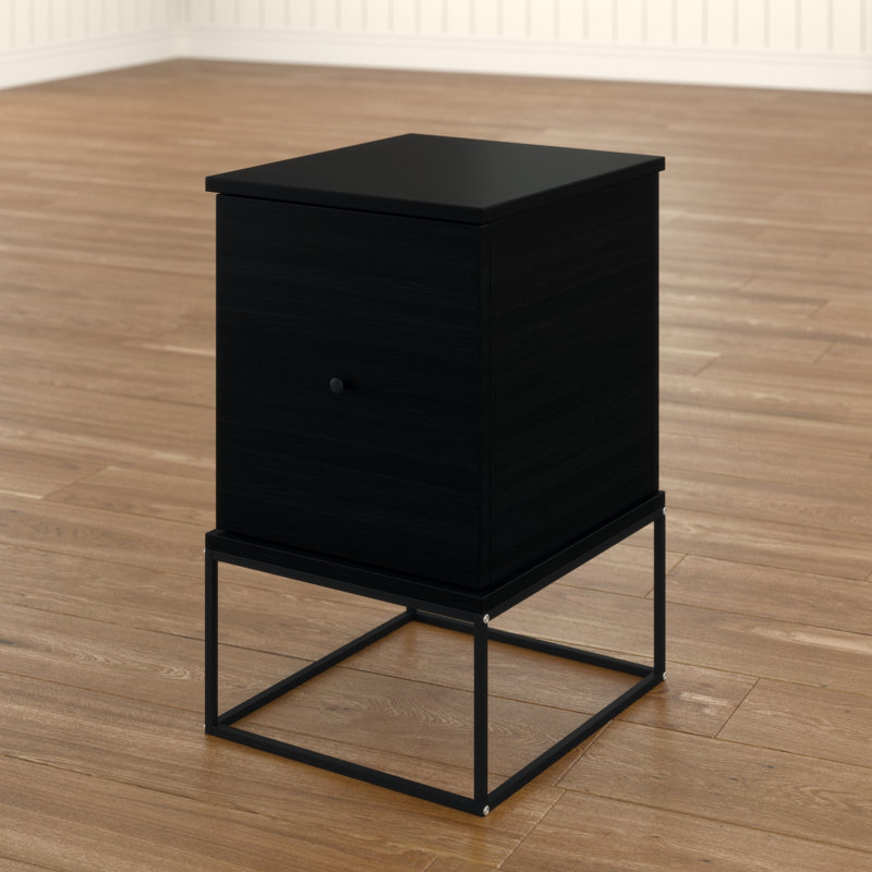 Holzheimer 35.2cm W Manufactured Wood Bedside Table, Black