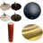 33" Contemporary Luxury Round Dining Table Collection with Embossed Striped Walnut Pedestal and Gold Base - Available in Midnight Onyx Glass, Arctic Texture, Sahara Mist and Black Grid Marble Finishes-1995319271