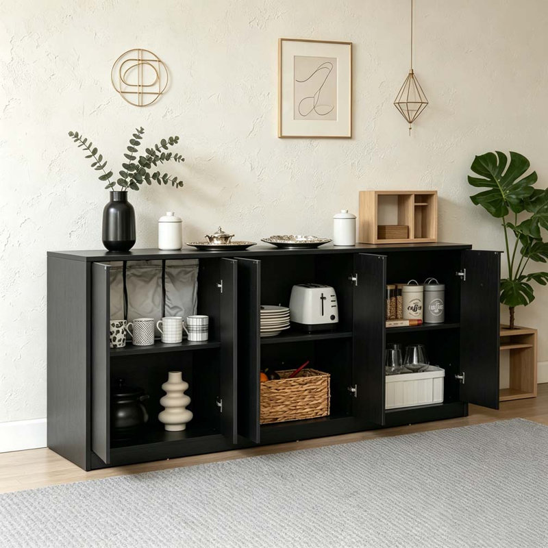Latitude Run® modern wavy sideboard, curved contour design storage ...