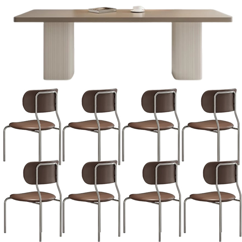 Modern Rectangular Sintered Stone Dining Table, 29.5"H x 78.7"L x 31.4"W