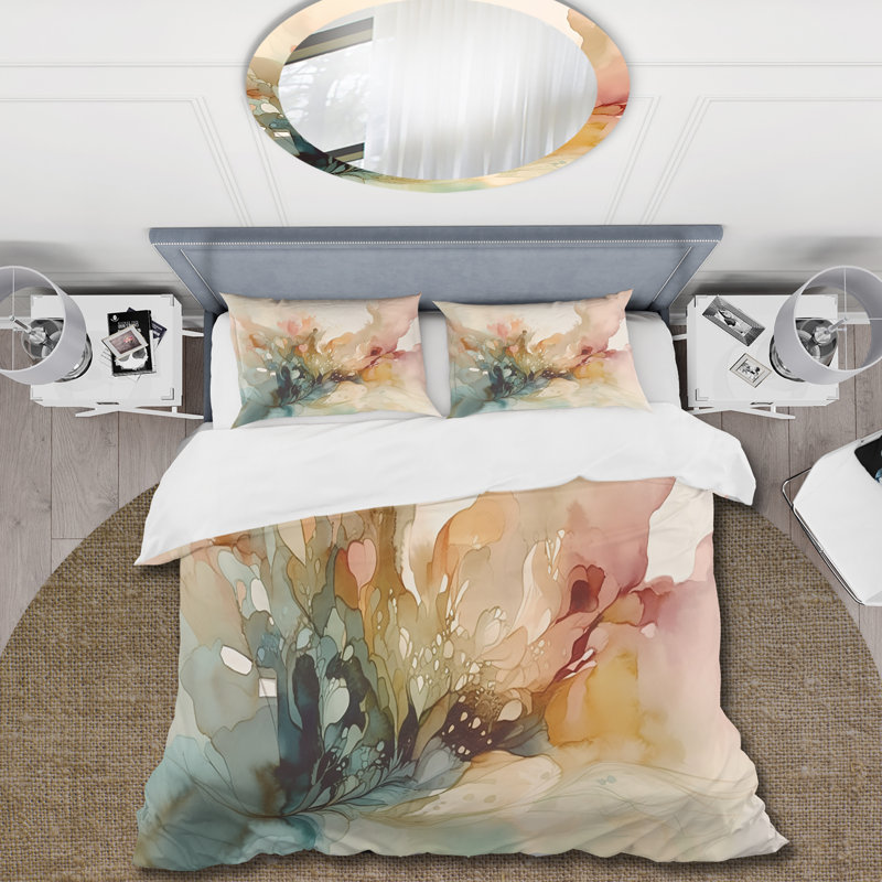 Delicate Floral Impressions II - Ensemble de housse de couette floral, Housse de couette très grand et 2 très grandes t