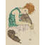 Seated Woman with Bent Knee by Egon Schiele - 1 Piece Wrapped Canvas Painting-420387546