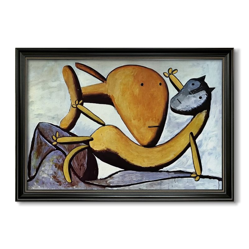Chat et gros poisson, v. 1931 - Pablo Picasso - Toile encadrée sur mesure, 24x34 INNER SIZE, Framed Canvas, Matte Black Bead