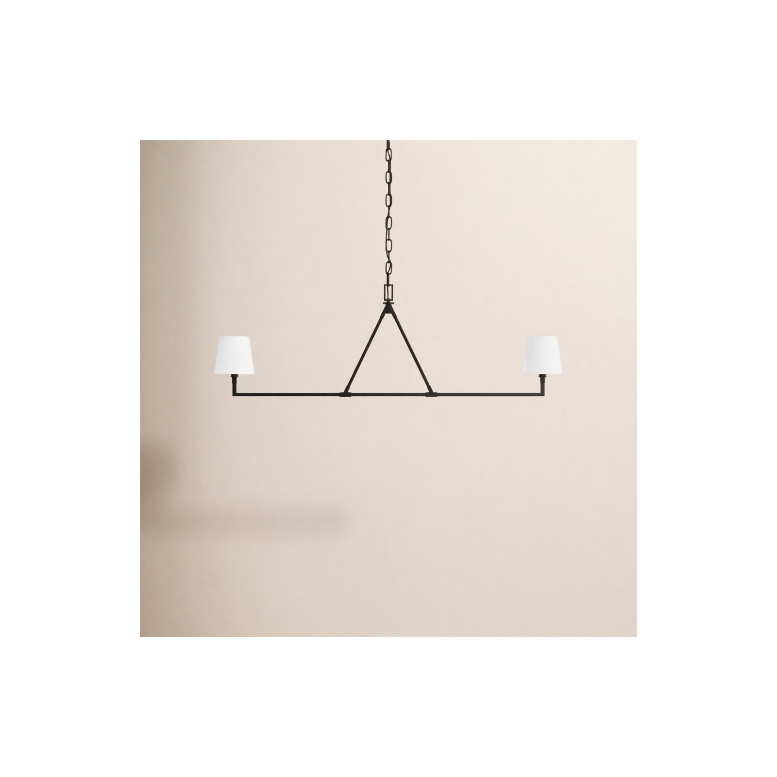 2 - Light Dimmable Linear Chandelier, Aged Iron