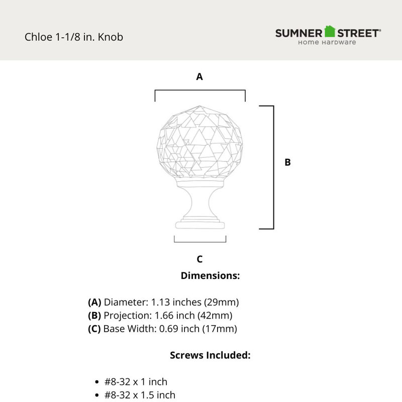 Poignée ronde en nickel satiné Chloe de 1-1 / 8 po, Nickel satiné