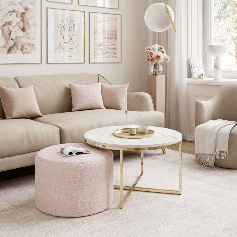 Kaulton Coffee Table, Gold chrome/Marble Levanto/Pink, Marble colours