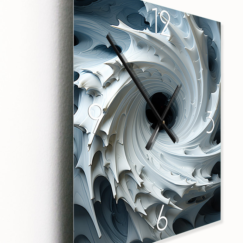 Horloge murale en spirale abstraite blanche, Médium