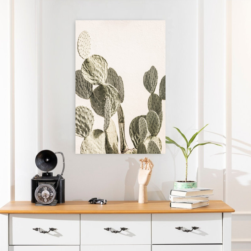 Art contemporain contemporain avec cactus, H 24 po x l 16 po